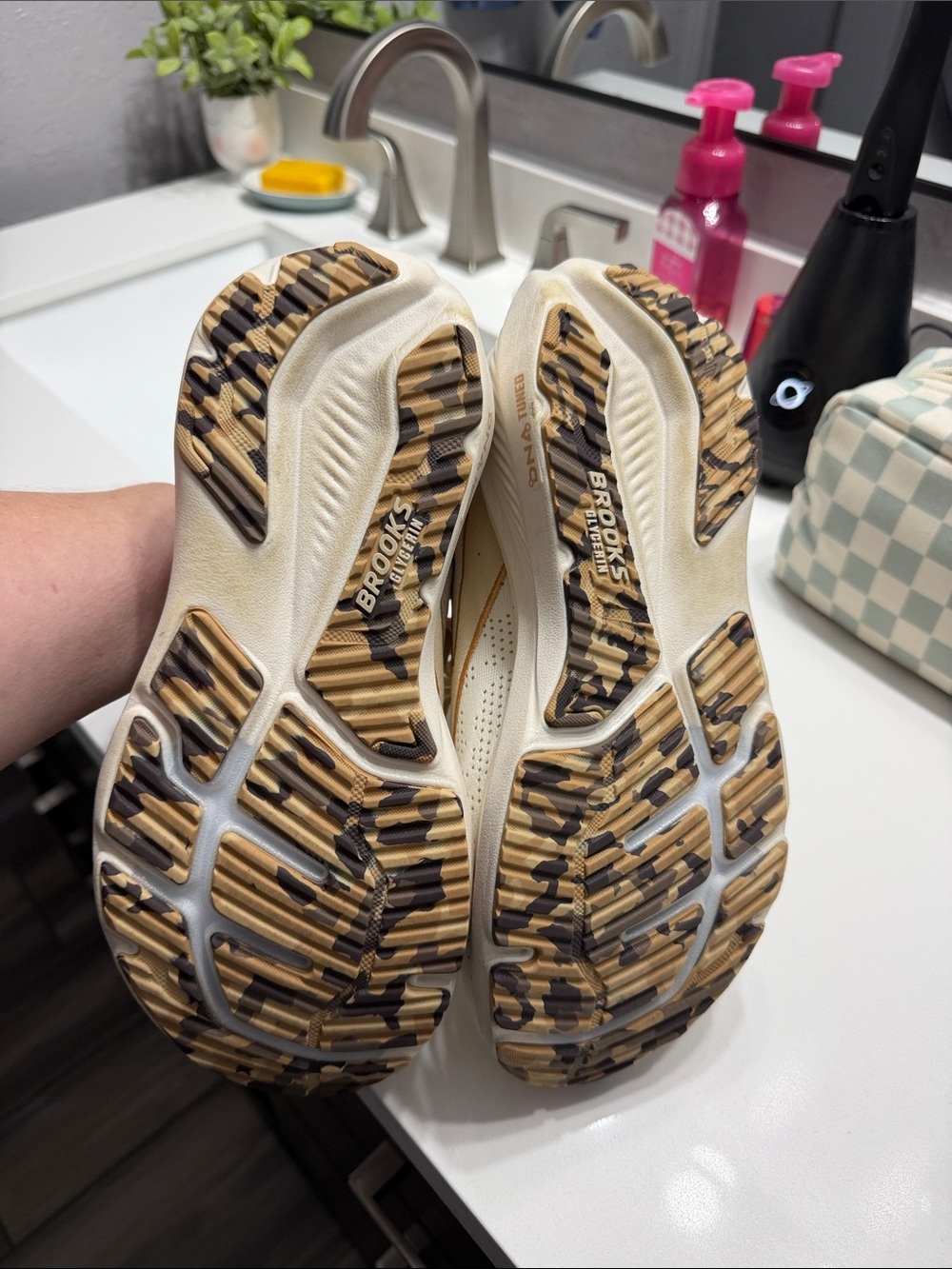 Brooks Women's Cream Running Shoes with Leopard-Print Midsole Accent - Picture 3 of 3